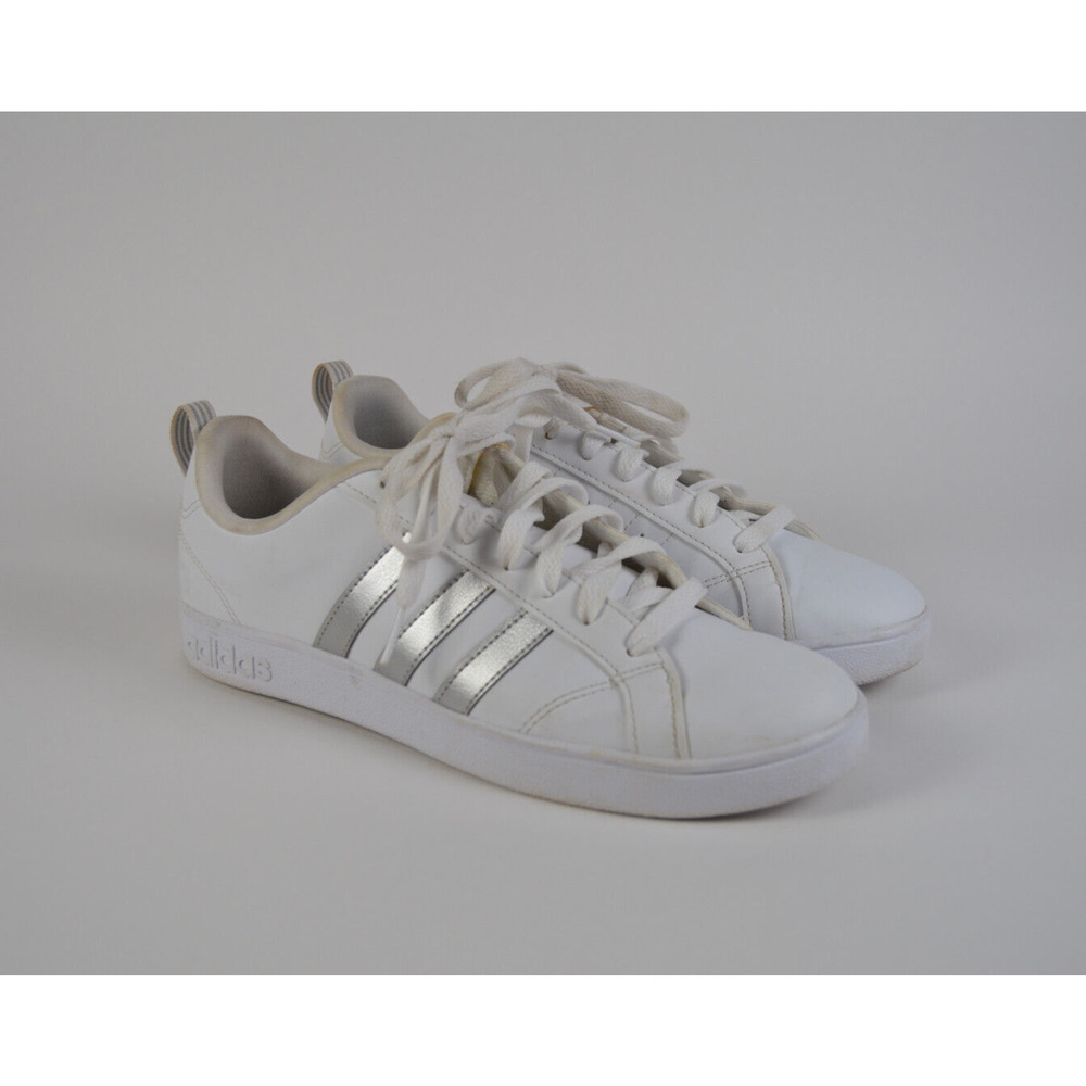 Adidas VS Advantage Sneakers White/Silver Women Size 9.5‎ Pre-Owned